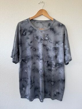 lululemon Relaxed Mesh Pocket Tee Short Sleeve Grey Tie Dye Shirt Size L